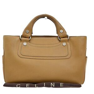 CELINE Logo Boogie Hand Bag Leather Beige SHW Italy 62EG059